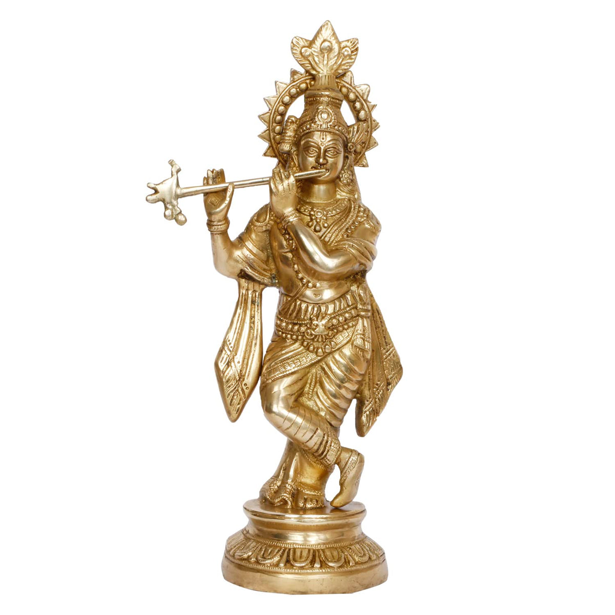 ARTVARKO™ Lord Murli Manohar Krishna Krishan Brass Statue Murti Gift Home Décor Puja Temple Big Size- Height 15 Inches