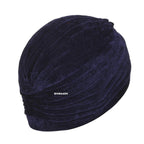 BISMAADH Velvet Soft Pleated Pre Tied Knot Readymade Turban/Pagri Head Wraps for Men & Women Blue
