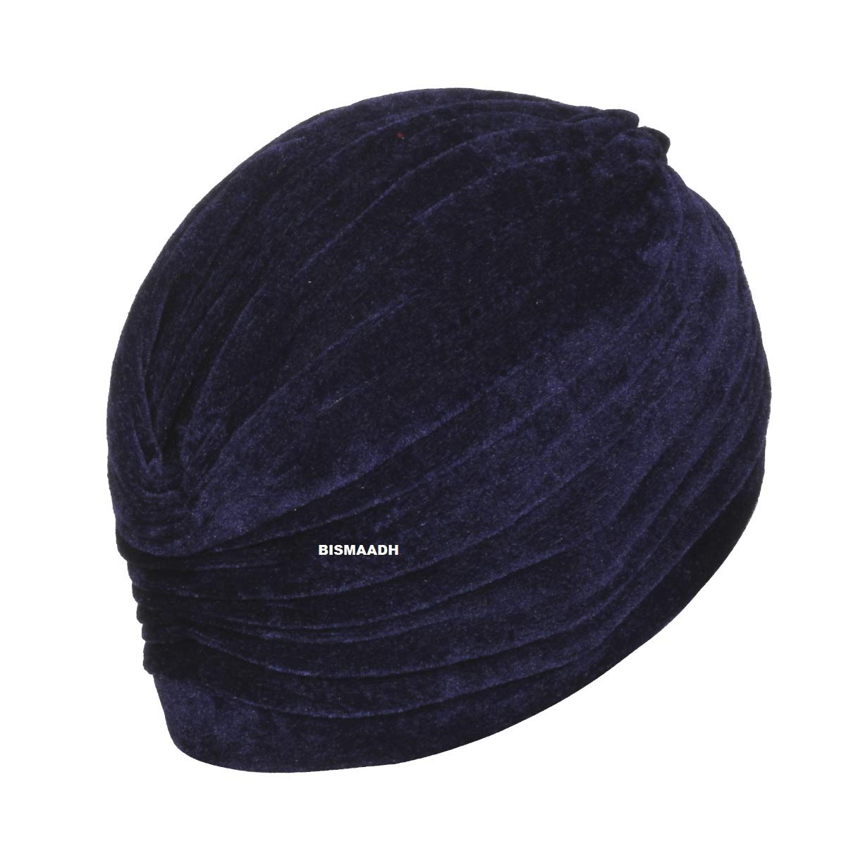 BISMAADH Velvet Soft Pleated Pre Tied Knot Readymade Turban/Pagri Head Wraps for Men & Women Blue