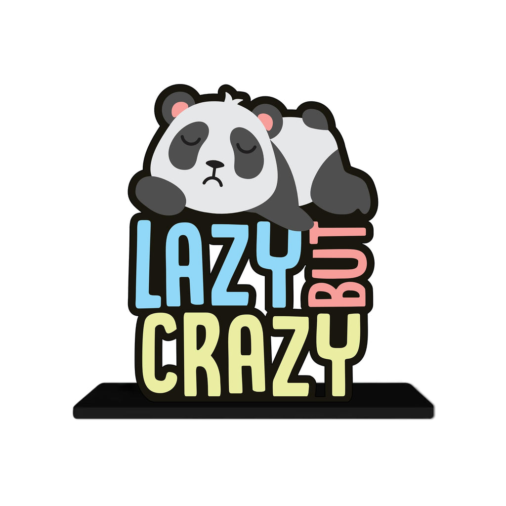Artvibes Lazy But Crazy Quotes Table Decor for Office Desk | Home Decoration Items | Living Room | Modern Art Wooden Showpiece Decorative Gift Item (SP_1179)