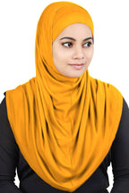 MyBatua Women's 2-Piece Al-Amira Hijab with Under Scarf/Cap/Bonnet in Soft Viscose Jersey, Ready to Wear HJ-129 (Yellow Orange)