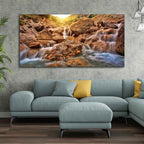 VIBECRAFTS Canvas Paintings for Living Room Drawing Room Canvas Wall Painting of Waterfall at Sunrise for Home Decor|Office|Gift|Livingroom|Bedroom(PTVCH_2362NV)