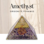 CALMINDS Amethyst Orgonite Pyramid for Stress Relief & Healing | Crystal Pyramid for Positive Energy, Chakra Balancing & Meditation | Vastu, Feng Shui, Home Office Decor