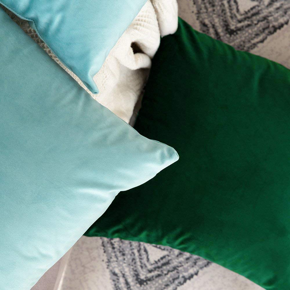 Khooti Velvet Cushion Cover, 22x22 Inch | Army Green | Pack of 3 | Solid Plain Soft & Smooth, Decorative Cushion Covers for Living Room, Bedroom, Couches, Chairs, Sofas, Beds & Home Decor