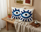 Furnistitchs Premium Decorative Throw Cushion Pillow Cover Boho Home Decor - Living Room Bedroom Couch Sofa Cushion Covers 16 inch x 16 inch (1, Blue Cross)