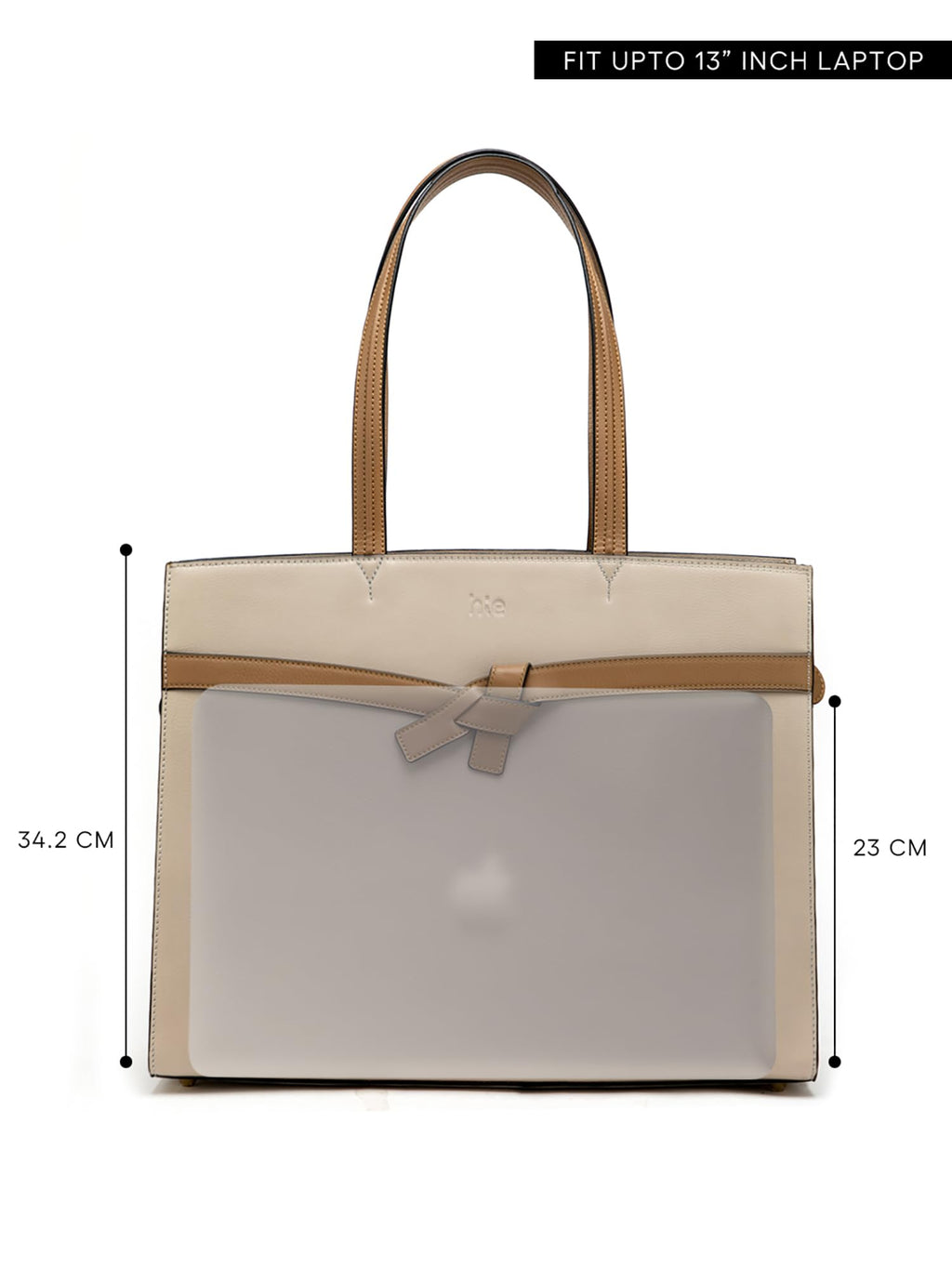HIE Farah Tote Bag for Women & Girls - Vegan Leather Handbag with Contrast Color Handle, Metal Zip Closure, Key Holder, and Mobile Pocket - Stylish Office & Everyday Use.