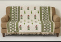 JutiePie Cotton Woven Throw Blanket with Tassels for Sofa, Bed & Couch | 3 Seater(52x75 Inch) Beige & Light Green Floral Design | Soft, Lightweight, Breathable Coverlet for Living Room, All Season Use Kafalo