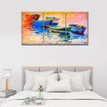VIBECRAFTS 3 Pieces Boats In Sunset Canvas Wall Painting Fitted With Wooden Frame For Home | Office | Living Room | Gifts(PTVC3Pcs3_11502)