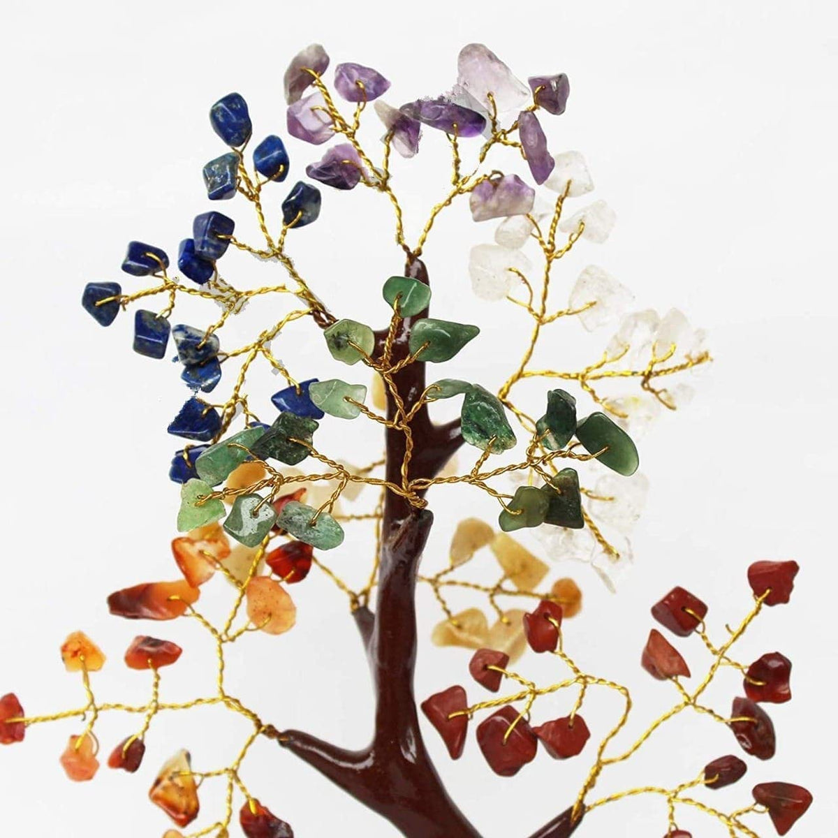 TREE MAISON CORONATING HOMES Crystal Seven Chakra Tree | Size 9-10 Inch Approx | 100 Beads | Multicolor Golden Wire Bonsai Money Tree with Crystals & Gemstones | Perfect Home Décor & Gift Item |
