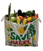 Double Tree Large Heavy Duty Waterproof Grocery Shopping Bag with Compartments for Men Women/Reusable Cotton Canvas Multipurpose Carry Bags with 4 strong Handles for market (Vegetable/Fruits)(1)