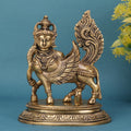 SVARUP Brass Kamdhenu Idol Kamadhenu Cow with Calf Surbhi Statue for Puja Home Decor Height 6.5 Inch