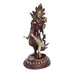 ARTVARKO Brass Goddess Tara Standing Brass Handwork Tibetan Buddhist Deity(Red & Gold Finish)