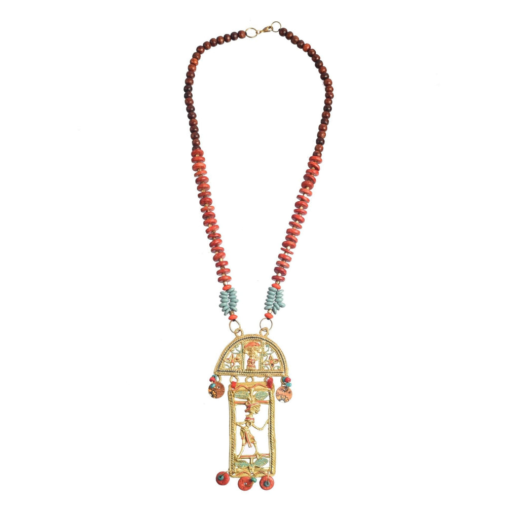 AAKRITI ART CREATIONS Antique Hymn Handcrafted Ethnic Long Necklace for Women | Boho Beaded Pendant | Long Boho Necklace for Women | Handmade Jewellery Gift