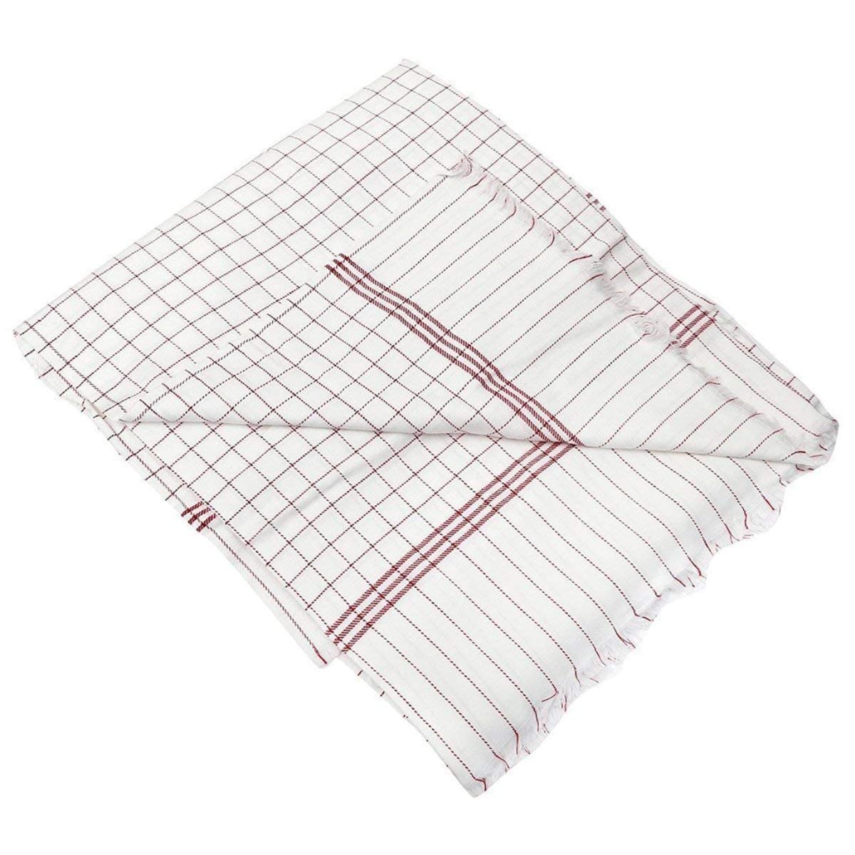 HOLYKRAFT TC - 160 100% Cotton Soft Beautiful Maroon Check Single Bed Size Skin Friendly Summer AC Blanket/Khes/Dohar/Top Sheet Set/Chadar/Multi Purpose Use (Maroon&White, Single Bed) Kafalo