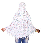 Navvi Pure Cotton Printed White Scarf for Women & Girls | Scarf with Head Cover | Scarves |Bandana| Hijab | Dupatta | Protection from Sunlight, Dust | Usable for Scooty, Bike