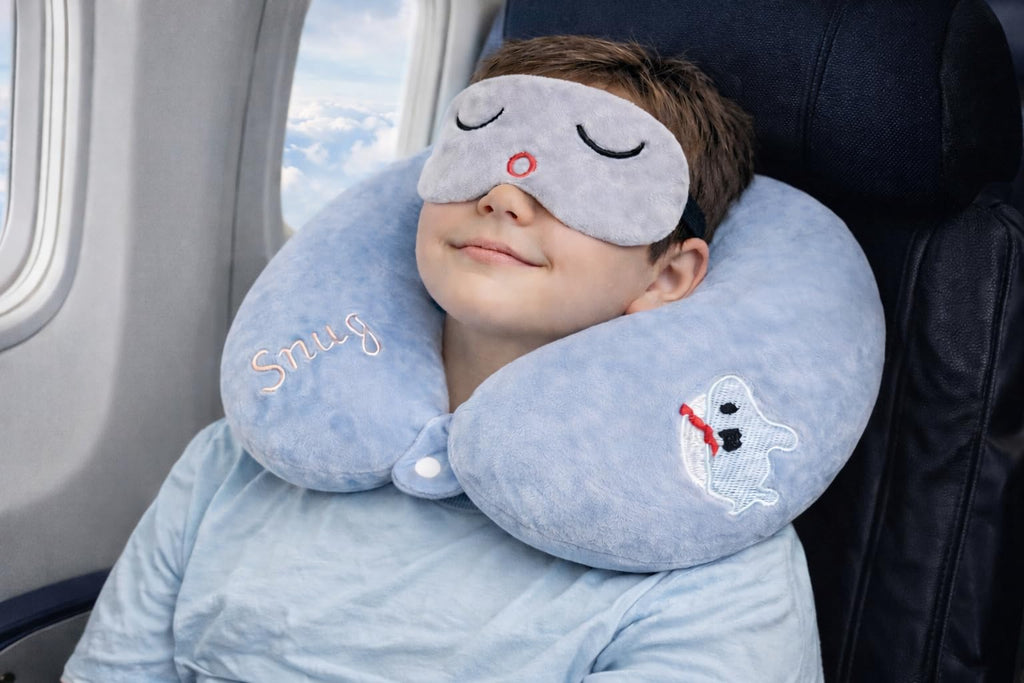 PUFF PURE Premium Travel Neck Pillow with Eye Mask for Men & Women, Soft Comfortable Head Rest Neck Support Pillow for Airplane Flight Car Train Bus Travel, Sleeping Eye Mask Neck Pillow Combo