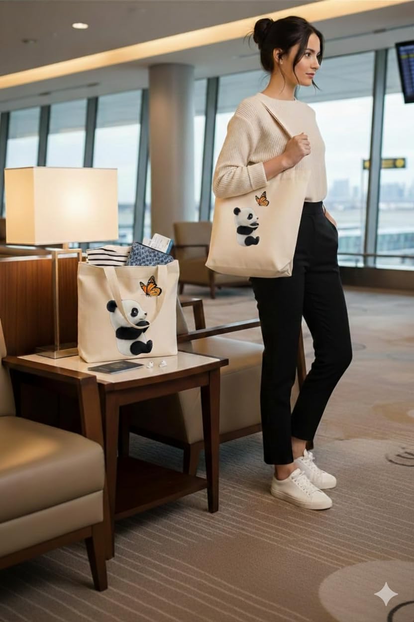BB INDUSTRIES Cotton Tote Bag, Reusable Eco-Friendly Canvas Shopping Bag with Long Handles, Heavy Duty Multipurpose Cloth Bag for Grocery, Office, School & Gift (BBBAG-0003)