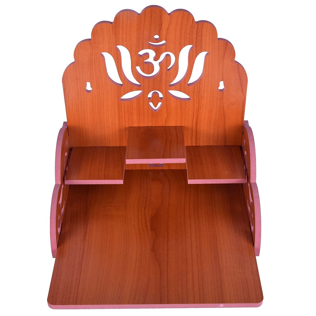 PRIMEFAIR Handmade Beautiful Wooden Temple/Home Temple/Puja Mandir/Wall Hanging and Table Top Home Mandir Temple/Home Art & Craft Engineered Wood Home Wall Temple (BROWN-396)