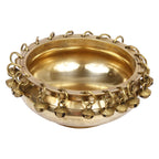 ARTVARKO™ Traditional Brass Urli with Bells Flowers Bowl Showpiece for Floating Candles Home and Office Decoration Diwali Decoration Gift 6 Inch