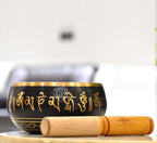 DSH Tibetan Singing Bowl Handcrafted Meditation Sound Bowl Easy To Play Vibration Therapy Praying Bowl.(Black-5.5 inch)