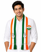 Shrim Aaradhya Congress Scarf with Badge Combo, Cotton, Unisex || Indian National Congress Party Patka || Haath Badlega Halaat || Congress Political Party Badge || Congress Gamcha Muffler