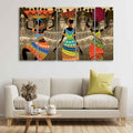 VIBECRAFTS Premium Canvas Wall Painting of African Warli Art Set of Five For Home|Office|Living Room|Gift (PTVC5Pcs4_8678N)
