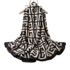 SWANKY Silk Stoles For Women Stylish Latest, Scarf for ladies & Girls, Head Neck Scarves, duppatta for girls (Black & White)