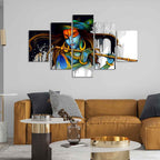 VIBECRAFTS Shree Krishna Playing Flute 5 Pieces Premium Wall Painting For Home|Office|Living Room|Gift (PTVC5Pcs1_5505)
