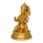 ARTVARKO Brass Bhagwan Hanuman Sitting in Blessing Posture Murti for Home Puja Idol Bajrangbali Statue for Pooja Gift Living Room Mandir Decor Height 7.5 Inch