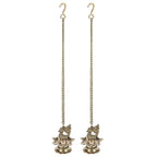 Artvarko Brass Hanging Peacock Diya Pair with Chain Deepak Deepam Hanger Large Oil Lamp 16 Inches