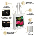 MINTHILL Canvas premium Tote Bag for Women with Zipper & liner, innerpocket Reusable Shoulder Bag for Shopping, Work, Travel, Daily Carry, Lightweight, Easy Care (Bird & nature)