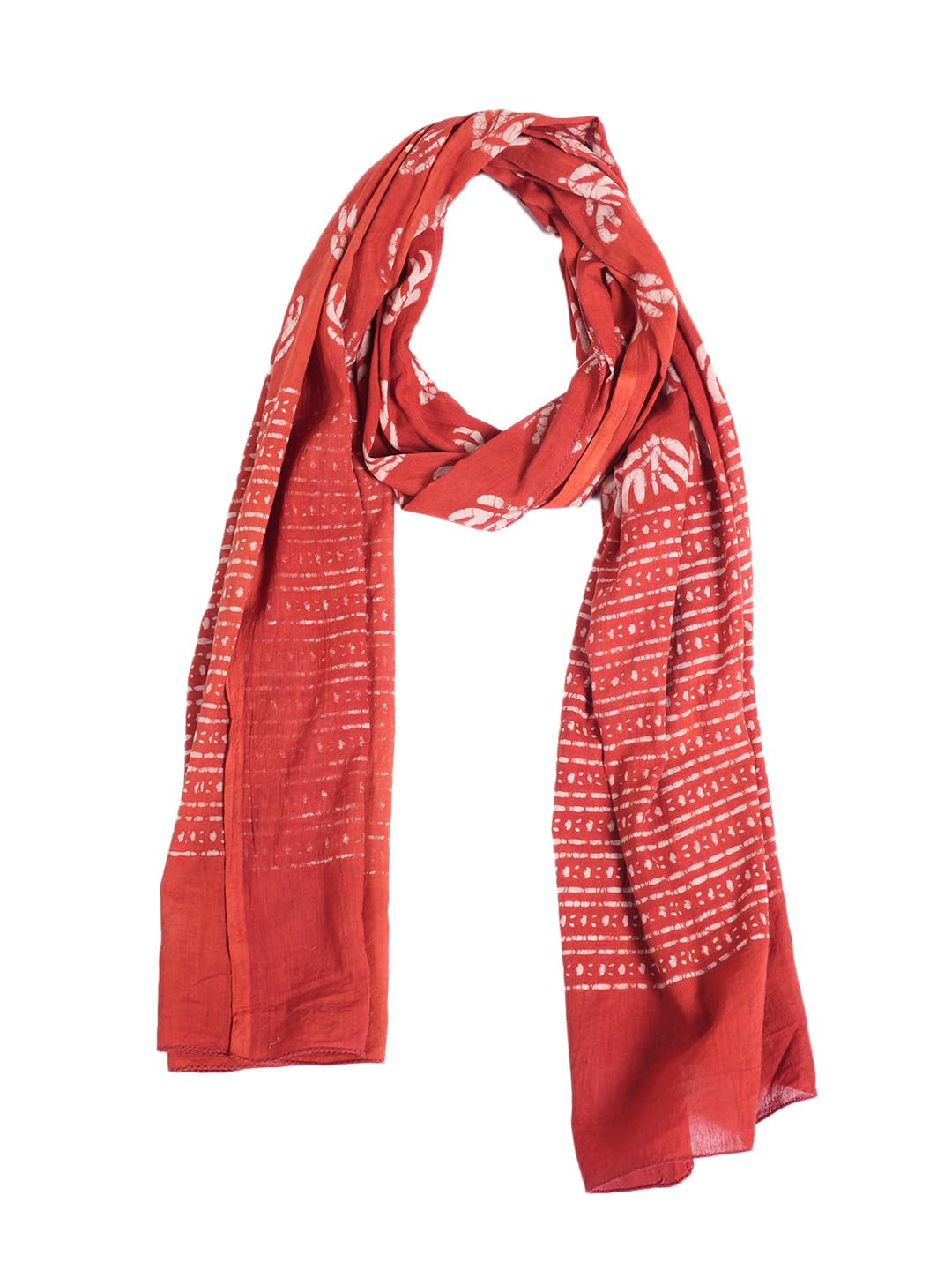 Gutthi Women's Red Cotton Stoles | Scarf Lightweight & Comfortable for All Seasons, Size (100X180 CM)