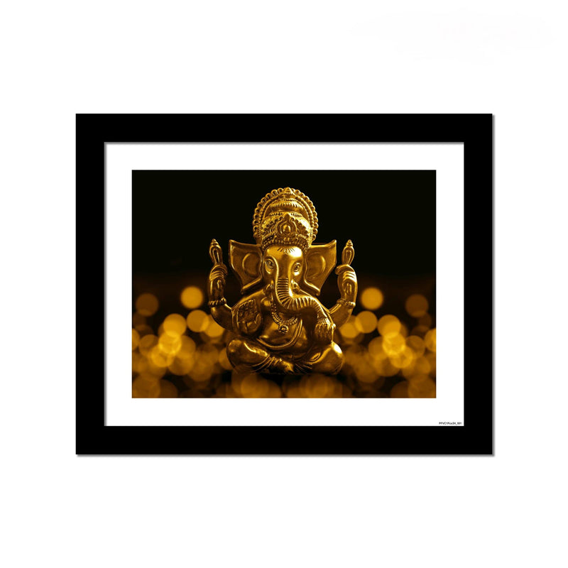 VIBECRAFTS Lord Ganesha Premium Wall Frame Painting Digital Reprint Posters with Synthetic Wooden Frame Home, Office Decorative Gift Item(11 inch x 9 inch)(PFVC1Pcs3H_501)