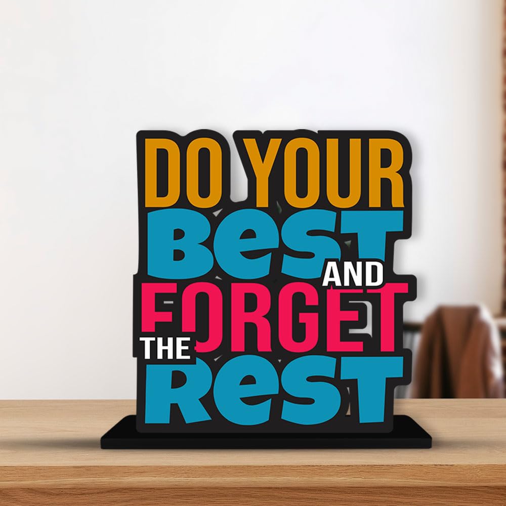 Artvibes Wooden Idols and Figurine Do Your Best and Forgot The Rest Motivational Quotes Table Decor for Office Desk Showpiece | Home Decoration Item | Living Room | Modern Gifting Items (Sp_1175N)