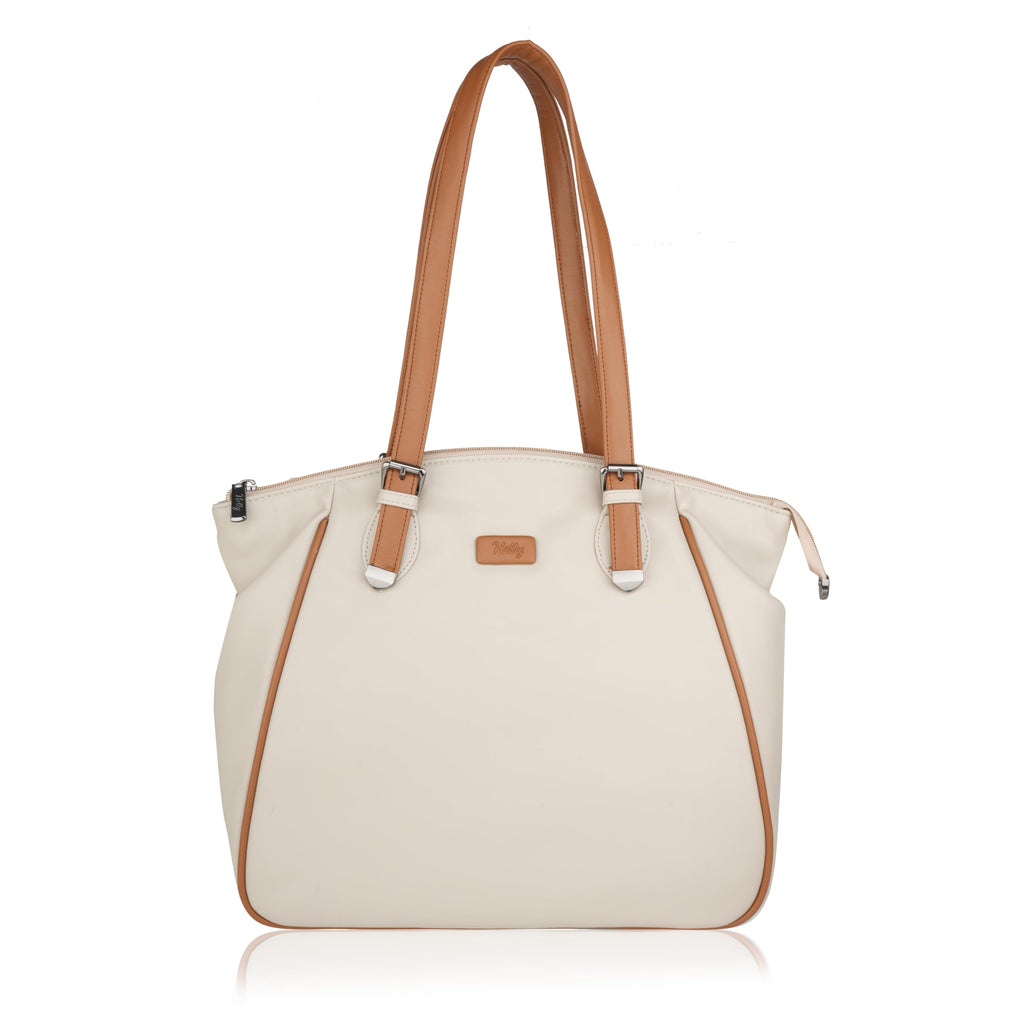 HELLY Women’s Tote Bag | Premium Vegan Leather Handbag | Lightweight Shoulder Bag for Office & Daily Use | Water-Resistant Lining (Cream)