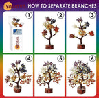 YADAVA Natural Seven Chakra Gemstone Money Tree for Positive Energy & Good Luck | Feng Shui Crystal Bonsai Showpiece for Living Room & Office | Healing Crystals Spiritual Home Decor Gift (300 Beads)
