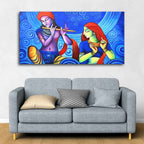 VIBECRAFTS Canvas Paintings for Living Room Drawing Room Radha Krishna Canvas Wall Painting Fitted With Wooden Frame For Home | Office | Living Room | Gift (PTVCH_2476)