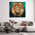 VIBECRAFTS 3 Pieces Lion Face Canvas Wall Painting Fitted With Wooden Frame For Home | Office | Living Room | Gifts (PTVC3Pcs1_9508)