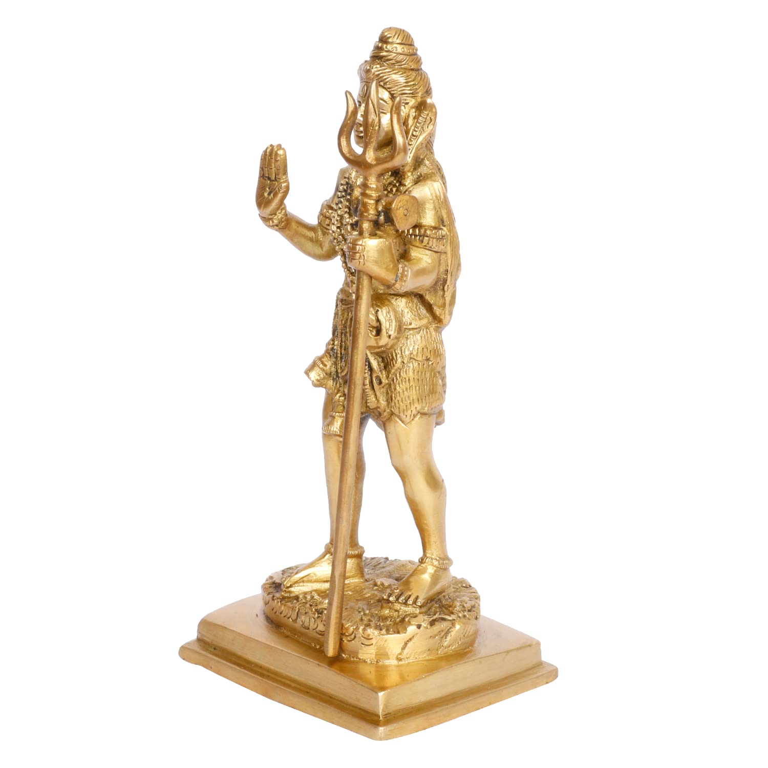 ARTVARKO Brass Standing Shiva Statue God Bholenath Shiva Idol Showpiece for Pooja Lord Blessing Shanker Deity Figurine Home Office Temple Art Decor 8.5 Inch