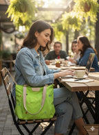 BROGBUS Canvas Tote Bag with Two Handles for Shopping, Travel, School, Office, and Daily Use, Green