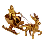 ARTVARKO Brass Ganesha Statue As Santa Pulled By Deer Brass Ganesh Murti Idol Showpiece Home Décor Mandir Bhagwan Office Temple Gift