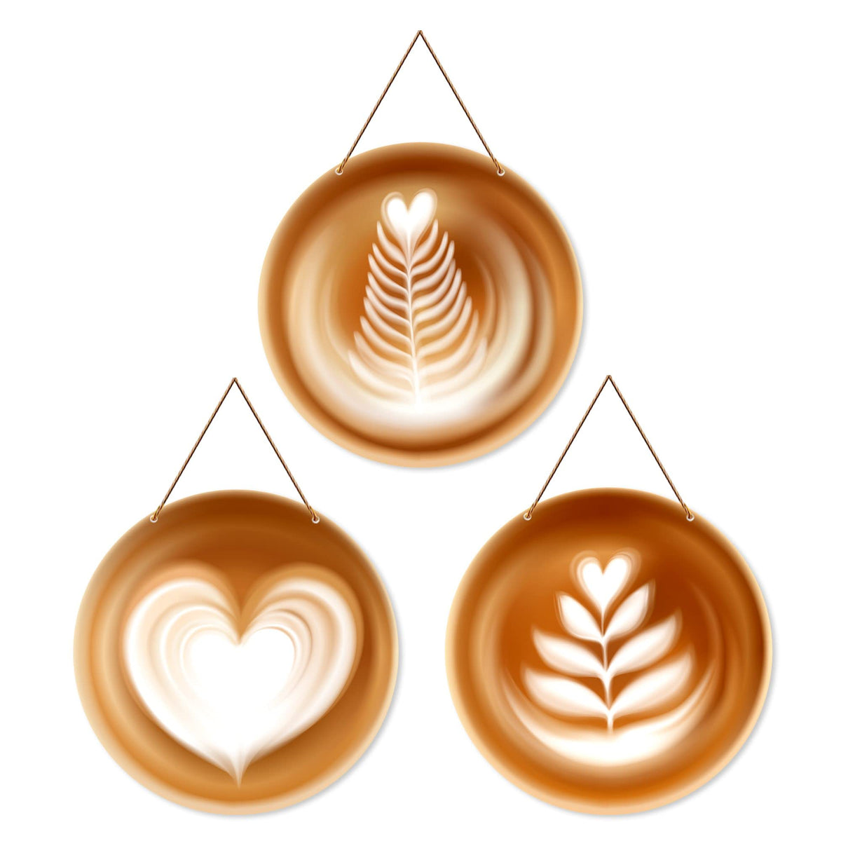 Artvibes Modern Coffee Latte Decorative MDF Wooden Wall Art for Home | Graphic Artwork | Door Decoration Items | Paintings For Wall | Wall Poster | Handcrafted Art | Unique Gift (WH_4206N), Set of 3