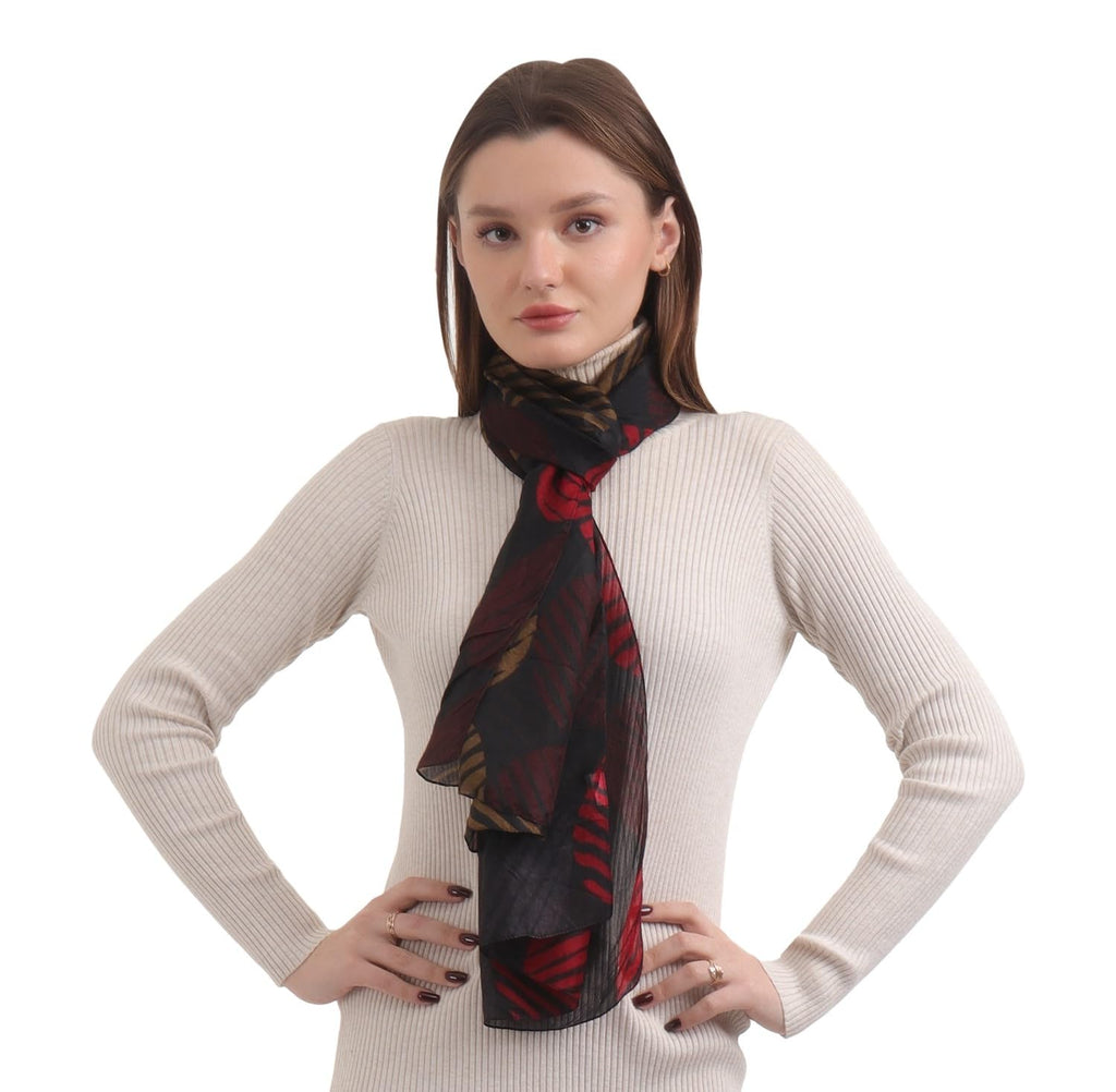 EH 100% Pure Mulberry Silk Scarf for Women, head scarf, neck scarf, hair scarf, digital printed long (22 X 72) (MC 25)