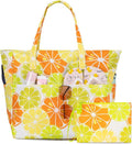 hirTa Gab Tote Bag with Makeup Pouch for Teacher Women Office Girls Work Multipurpose Hanbag Mostly Used for Travel Grocery Beach Hobo Waterproof Sandproof Lightweight Pool Bag (Lemon Yellow)