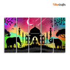 VIBECRAFTS Vector Illustration Art Canvas Wall Painting of Five Pieces For Home|Office|Living Room|Gift (PTVC5Pcs4_8700)