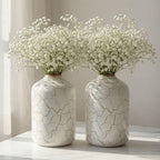 BEHOMA Metal Flower Vase for Home Decor, White - 2 Pcs