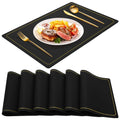 Maharsh Pu Leather Dining Table Mat Waterproof Heat Insulation Placements (Black, 3) Kafalo