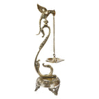 Svarup 24 Inch Gold Color Brass Parrot Long Chain Oil Lamp Diya: Perfect for Home Temple, Deepak Pooja, Camphor/Kapur Burner, Dia Table Top Puja, and Jyot Lighting