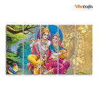 VIBECRAFTS Beautiful Wall Painting of Radha Krishna Set of Five Pieces For Home|Office|Living Room|Gift (PTVC5Pcs4_8728)