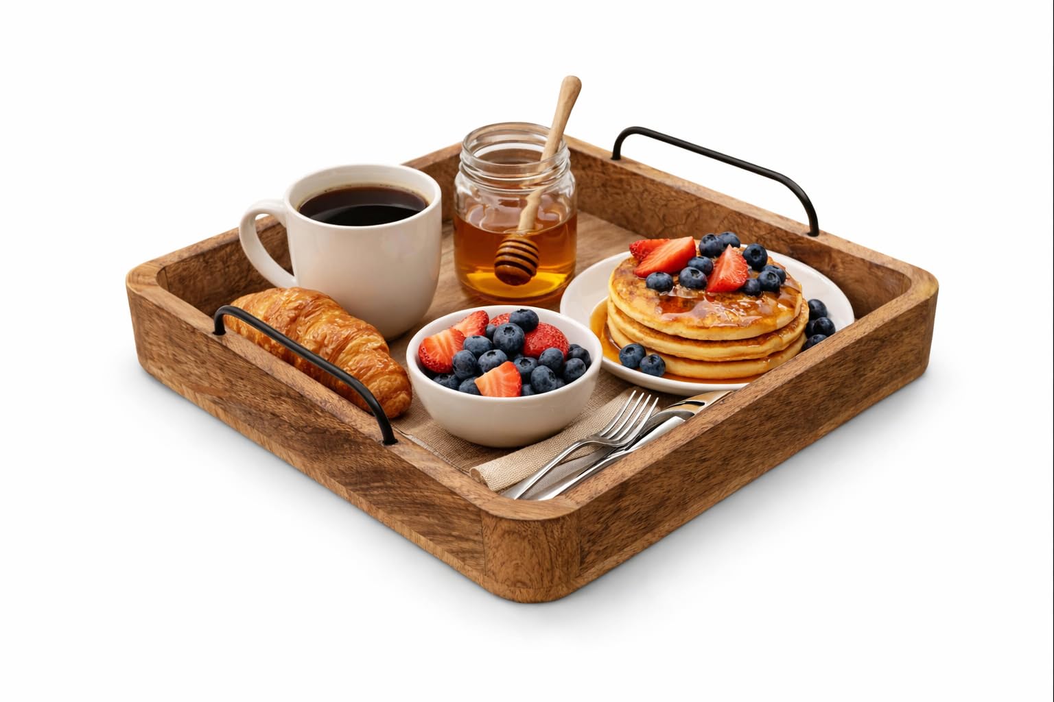 MT WoodRyzn Wooden Serving Tray for Home & Kitchen Item Serving Snacks & Fruits Decorative Kitchen & Dining Table Tray Decor 10 Inch